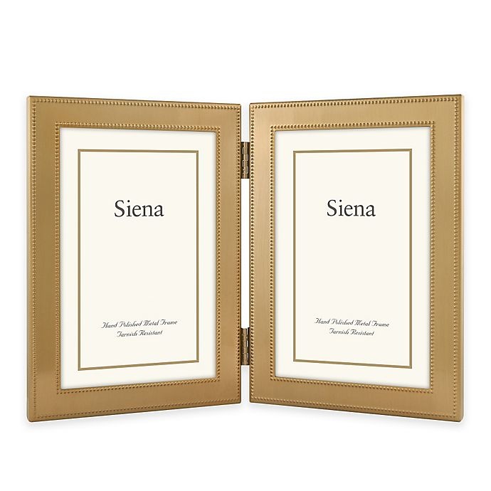slide 1 of 1, Siena Metallics 2-Photo Narrow Double Beaded Frame - Gold, 4 in x 6 in