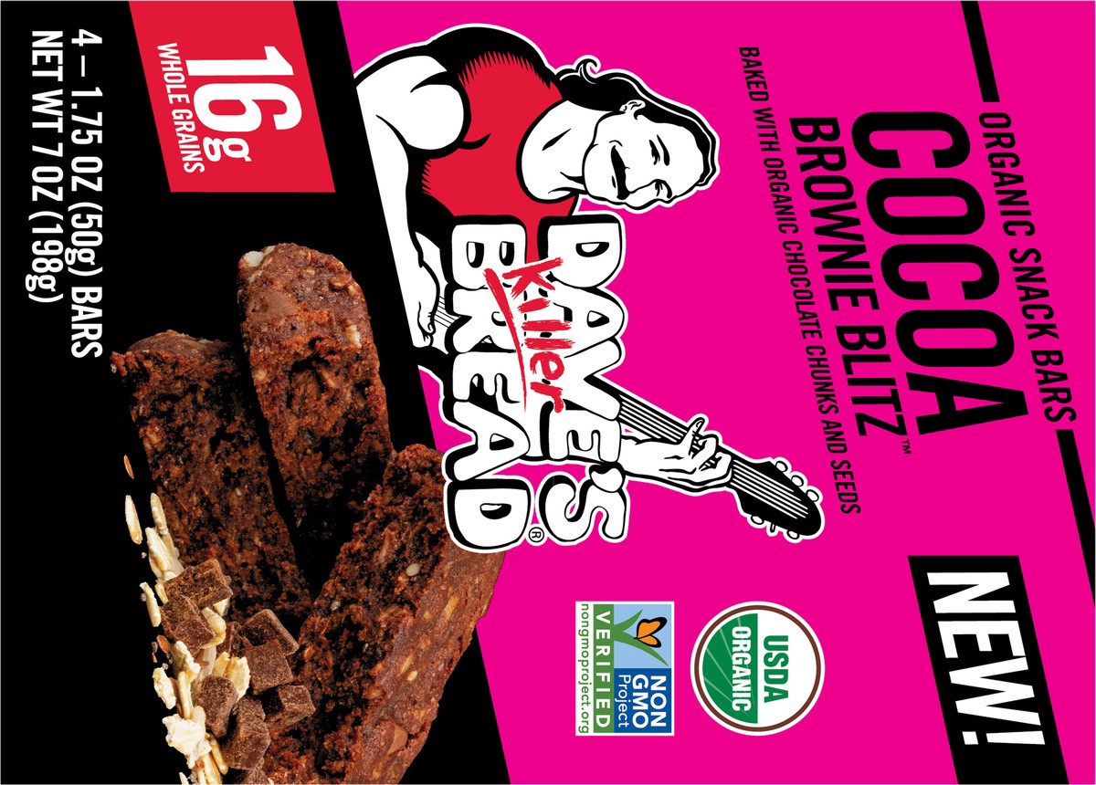 slide 9 of 9, Dave's Killer Bread Snack Bars, Organic, Cocoa Brownie Blitz, 4 ct
