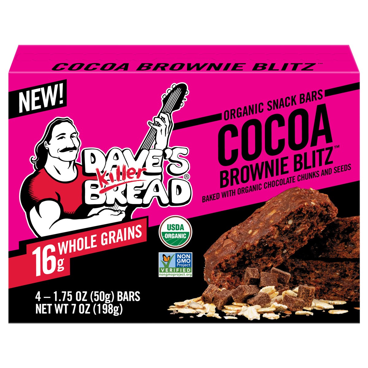slide 1 of 9, Dave's Killer Bread Snack Bars, Organic, Cocoa Brownie Blitz, 4 ct