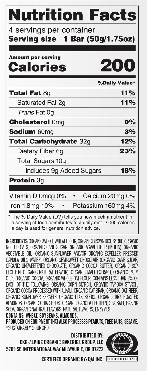 slide 6 of 9, Dave's Killer Bread Snack Bars, Organic, Cocoa Brownie Blitz, 4 ct