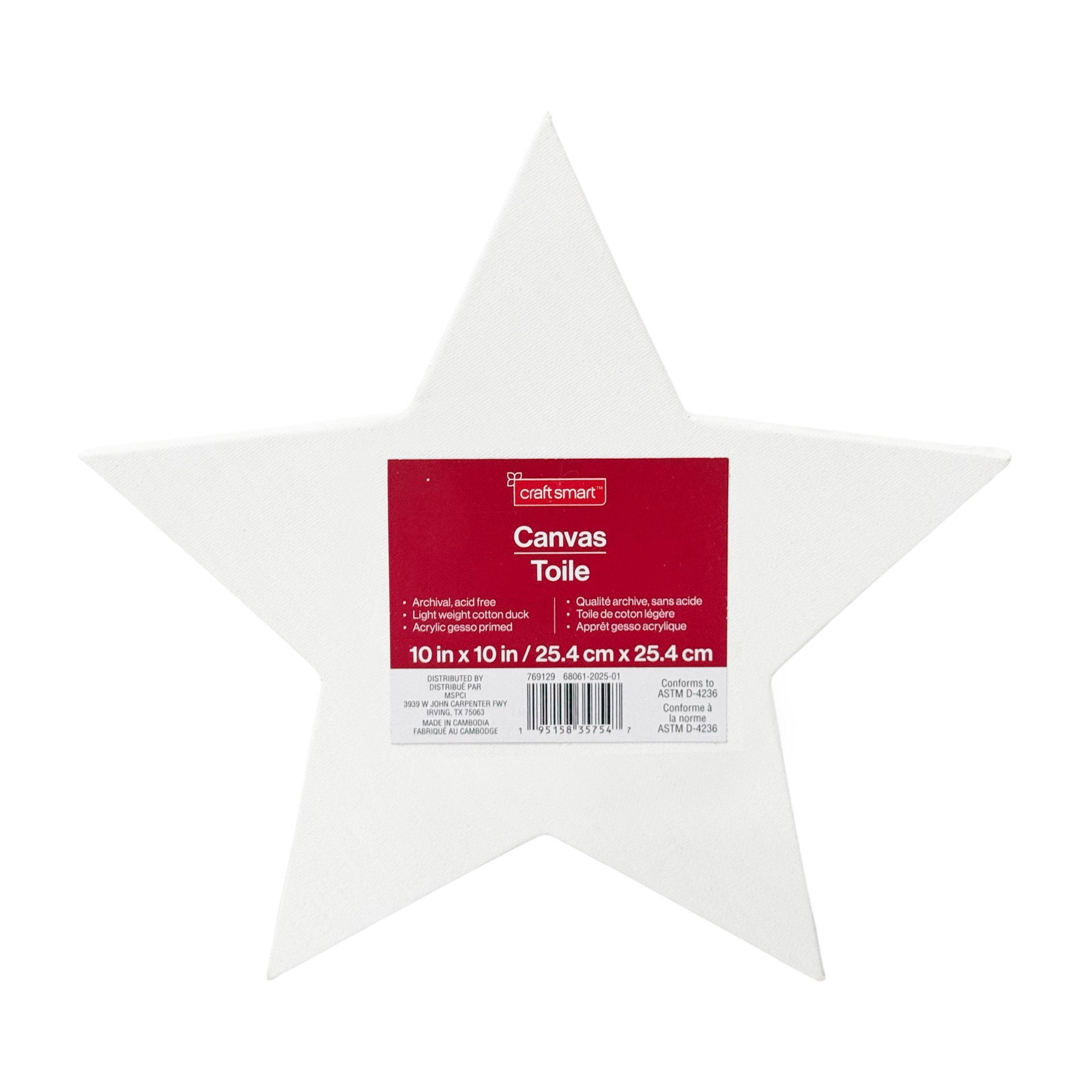 slide 4 of 5, 10" X 10" White Star Cotton Duck Canvas By Craft Smart, 10 in x 10 in