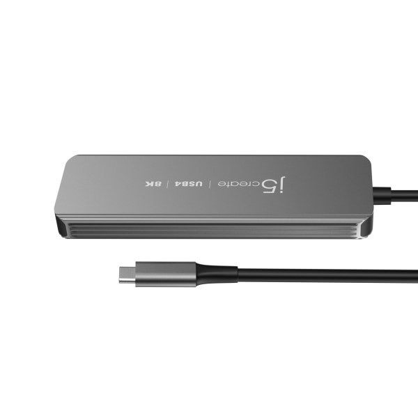slide 2 of 5, j5create 8K USB4 5-in-1 Travel Hub, 7/16""H x 4-5/8""W x 1-13/16""D, Space Gray, JCH453, 1 ct