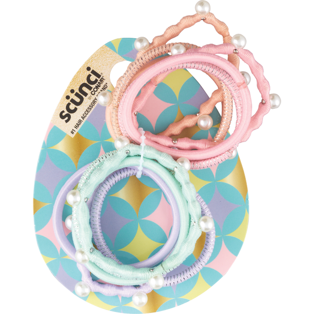 slide 1 of 1, scünci Ea 12Pk Elastic With Pearl, 12 ct