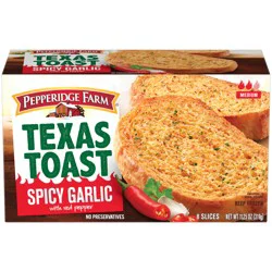 Pepperidge Farm Texas Toast Frozen Spicy Garlic Bread, 8 Slices, 11.25 oz Box