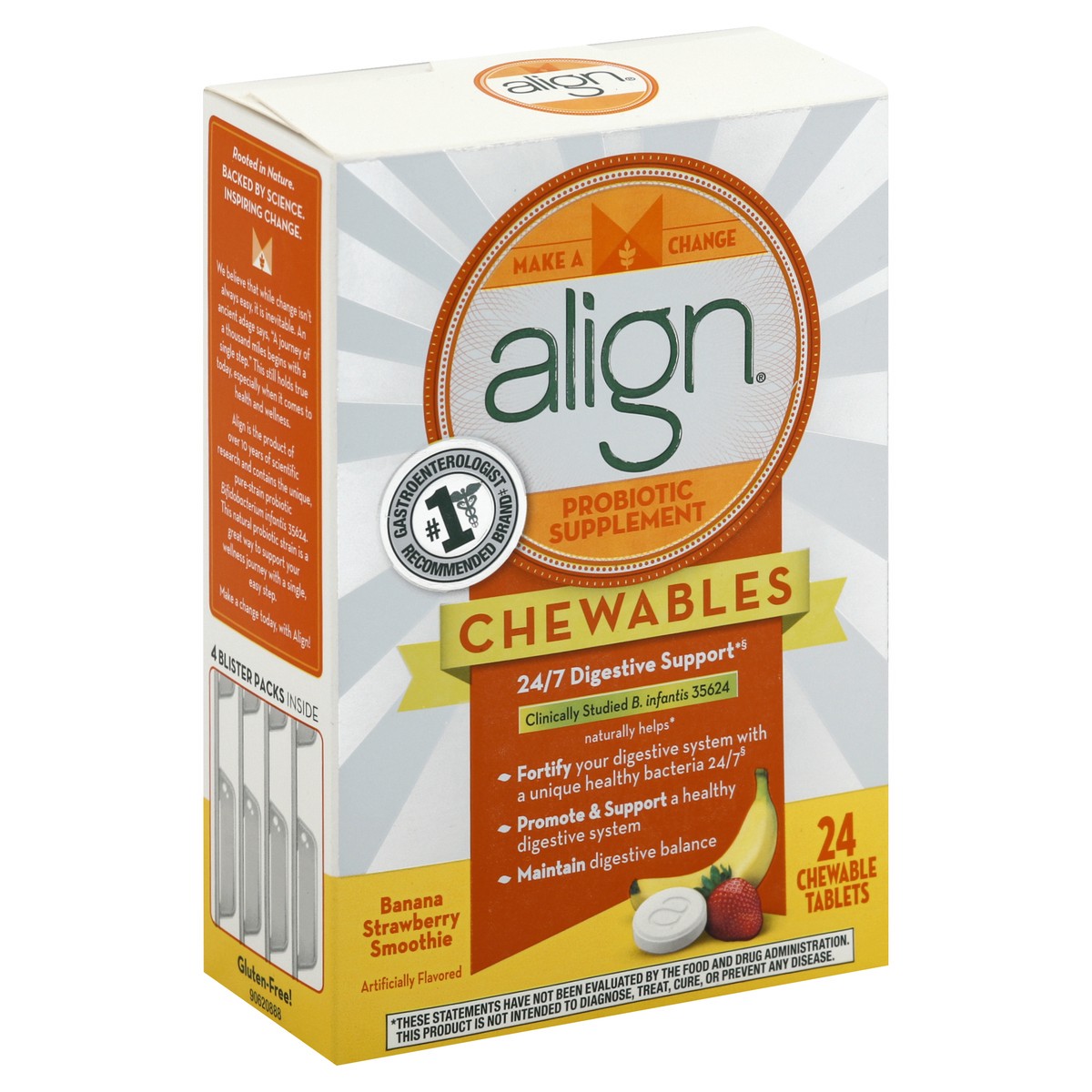 slide 3 of 7, Align Probiotics Chewables, Banana Strawberry, 24 Ct, 24 ct