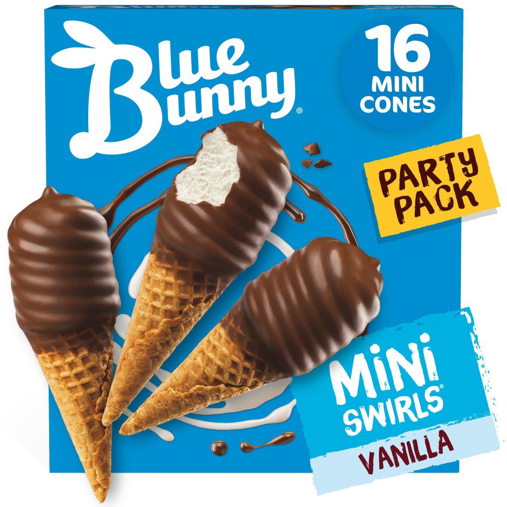 slide 1 of 4, Blue Bunny Mini Swirls Vanilla Cones, 36 fl oz