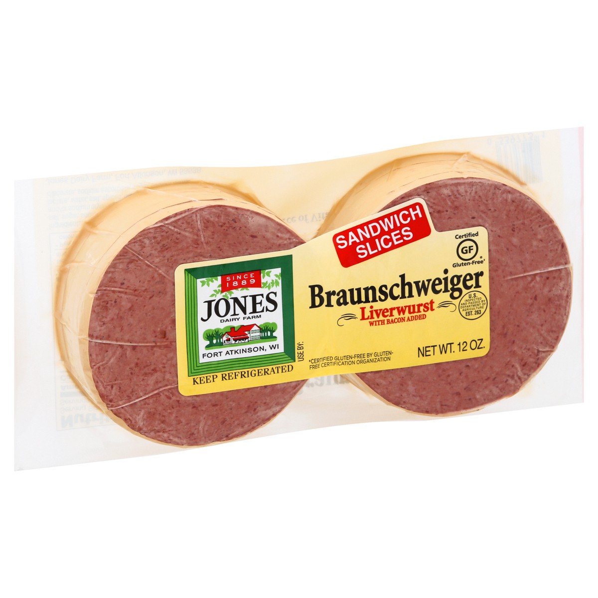 slide 4 of 10, Jones Dairy Farm Liverwurst, Braunschweiger, Sandwich Slices, 12 oz