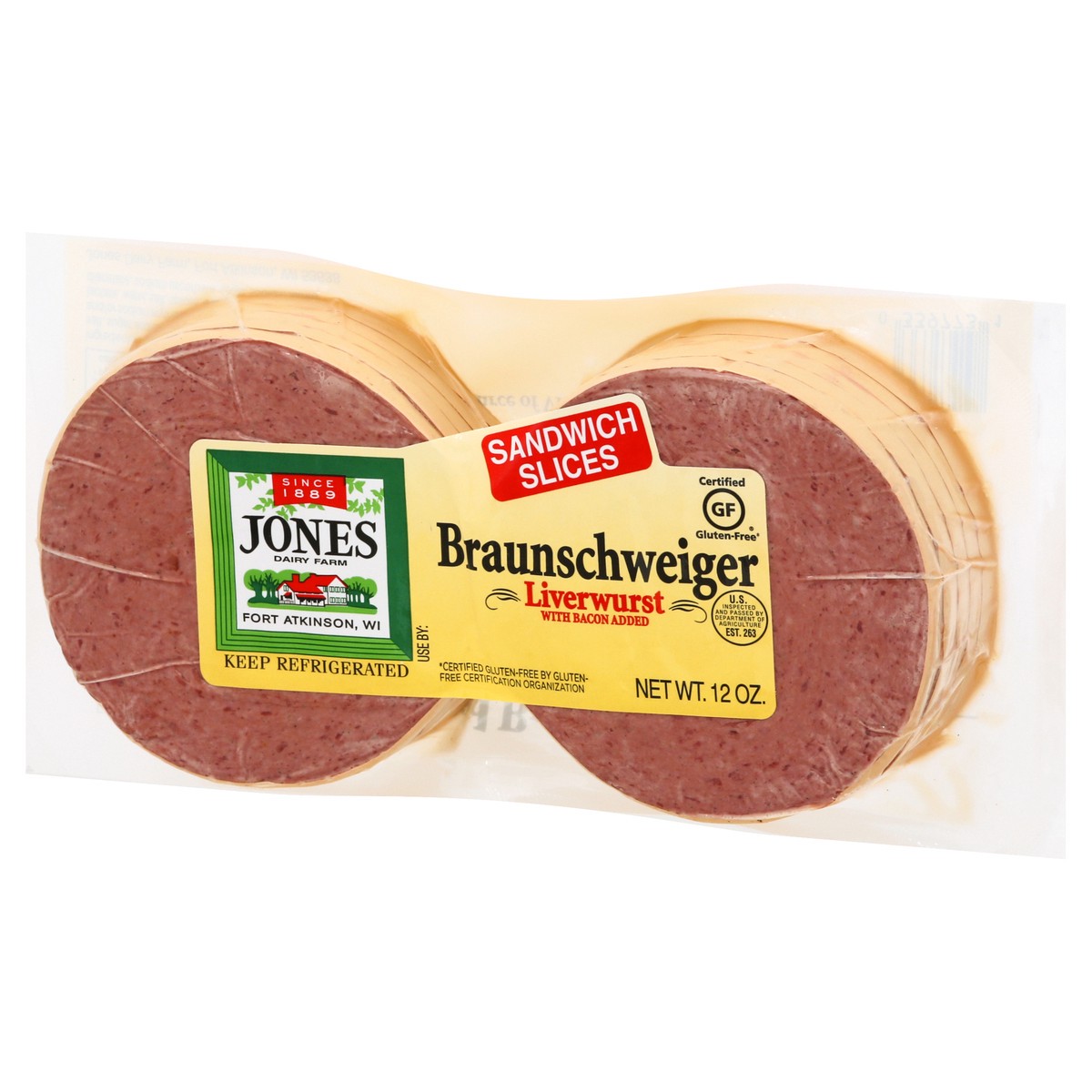 slide 2 of 10, Jones Dairy Farm Liverwurst, Braunschweiger, Sandwich Slices, 12 oz