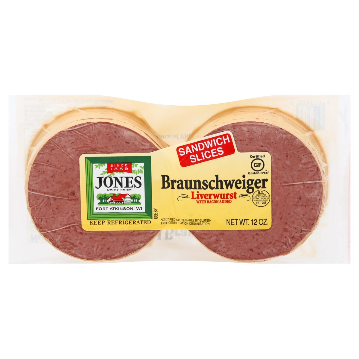 slide 1 of 10, Jones Dairy Farm Liverwurst, Braunschweiger, Sandwich Slices, 12 oz