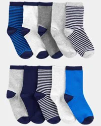 Carter's Carters Boys 10-Pack Crew Socks Navy/Grey 4-7
