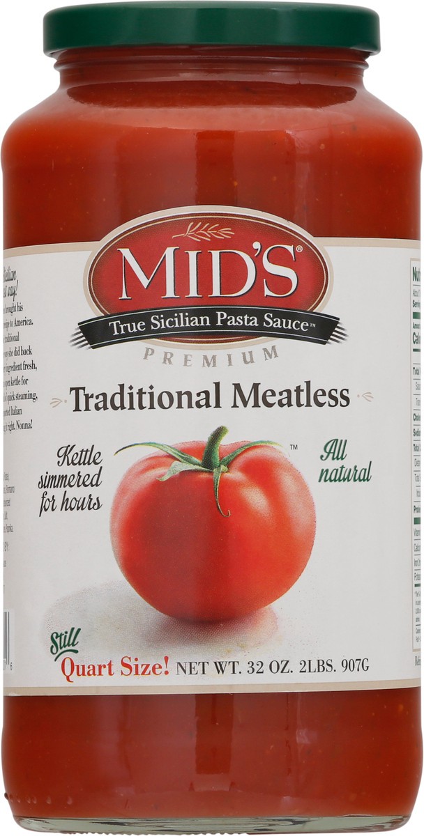 slide 3 of 13, Mid's Premium Traditional Meatless Pasta Sauce 32 oz Jar, 32 oz