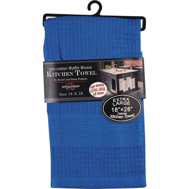 slide 1 of 1, Royal Crest Blue Waffle Weave Kitchen Towel, 1 ct