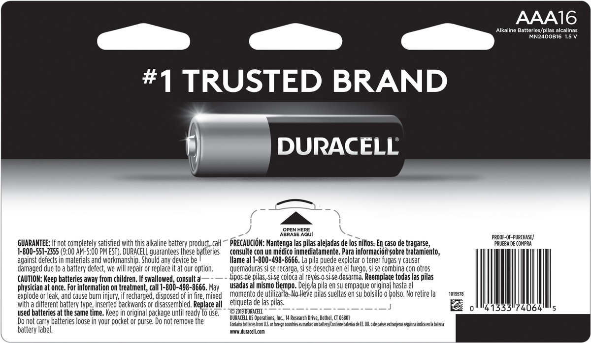 slide 6 of 7, Duracell Coppertop AAA Alkaline Batteries, 16 ct