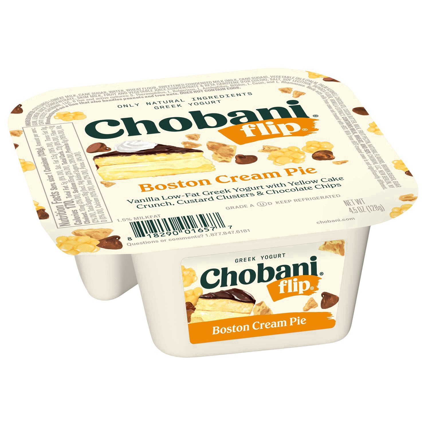 slide 20 of 49, Chobani Flip Low-Fat Greek Yogurt Boston Cream Pie 4.5oz, 4.5 oz