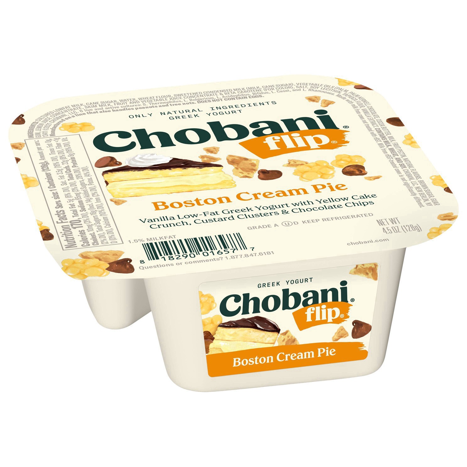 slide 30 of 49, Chobani Flip Low-Fat Greek Yogurt Boston Cream Pie 4.5oz, 4.5 oz