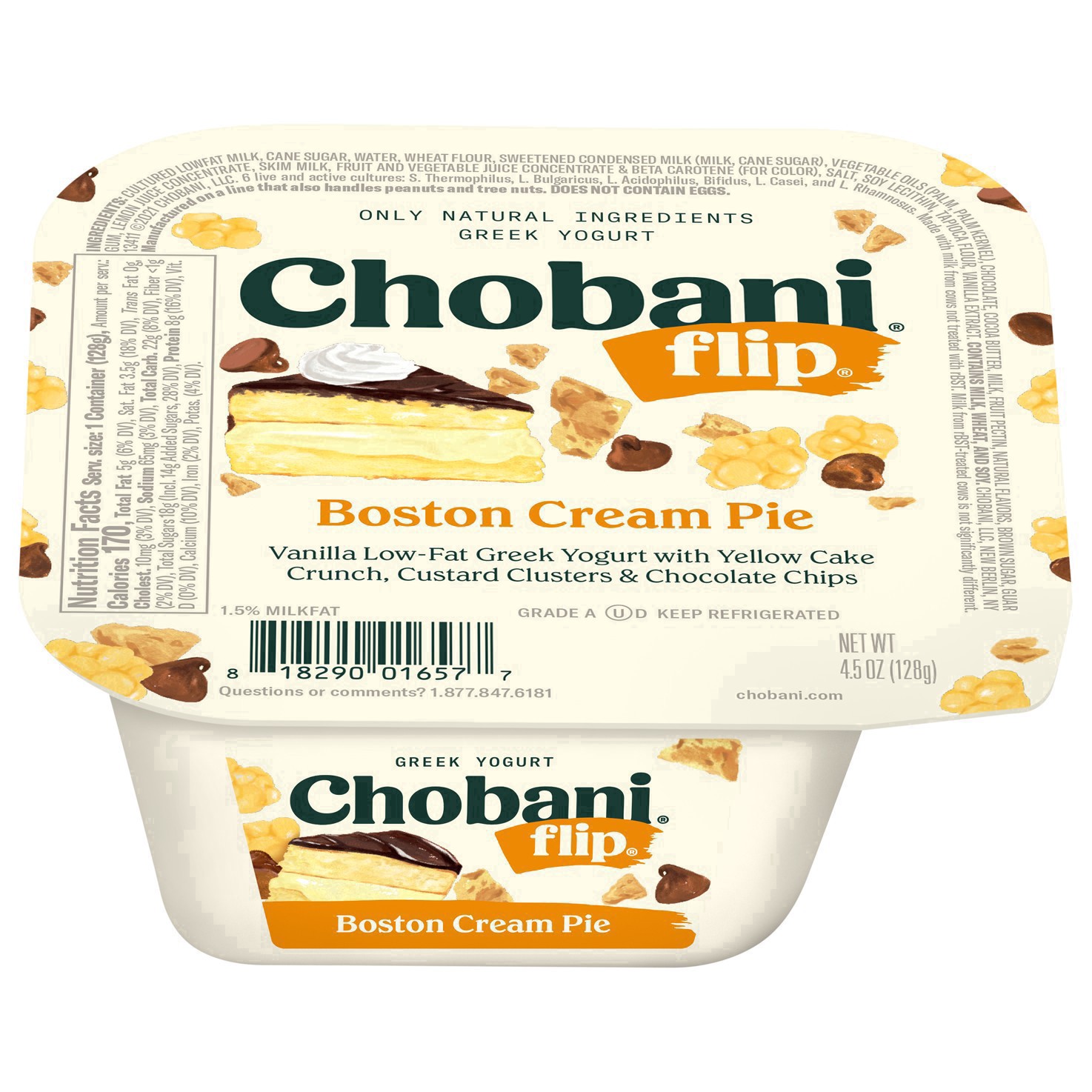 slide 13 of 49, Chobani Flip Low-Fat Greek Yogurt Boston Cream Pie 4.5oz, 4.5 oz