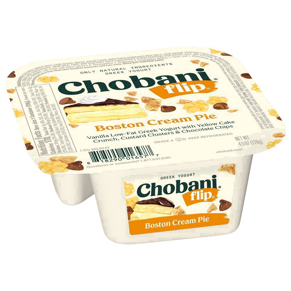 slide 26 of 49, Chobani Flip Low-Fat Greek Yogurt Boston Cream Pie 4.5oz, 4.5 oz