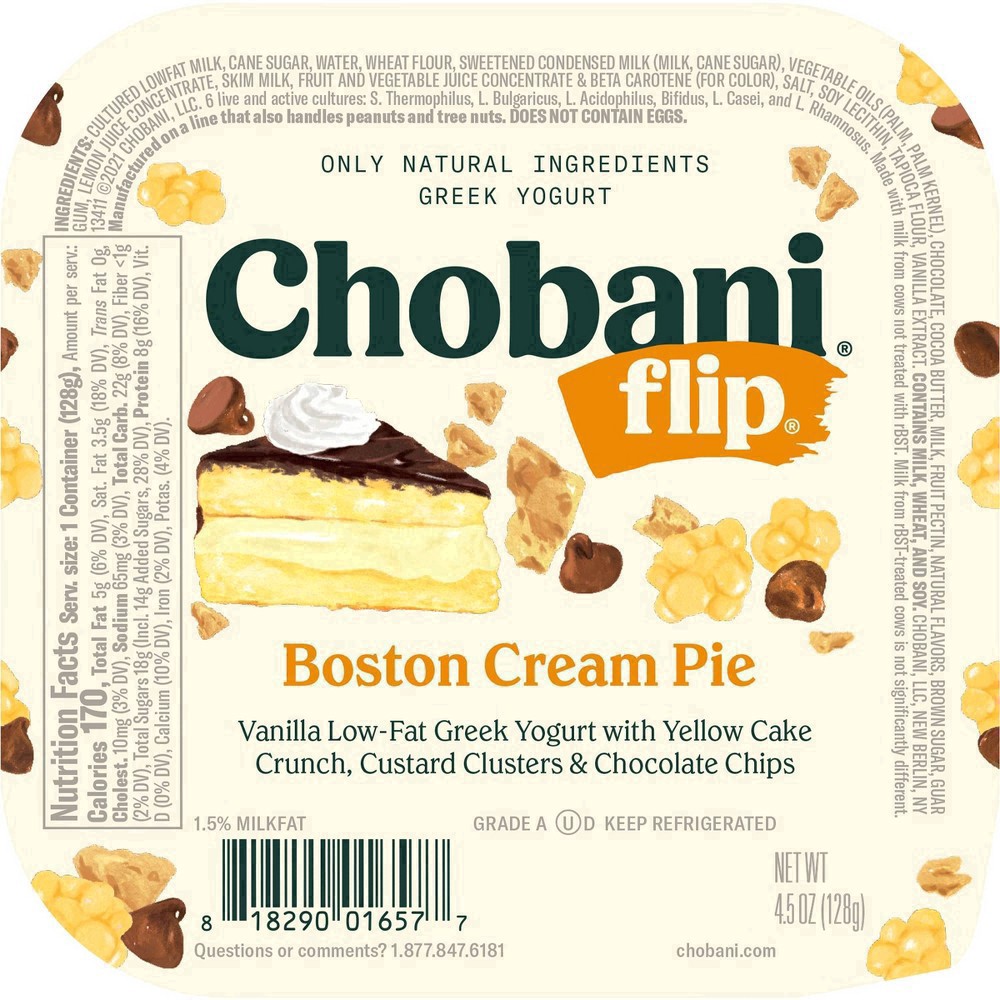 slide 48 of 49, Chobani Flip Low-Fat Greek Yogurt Boston Cream Pie 4.5oz, 4.5 oz