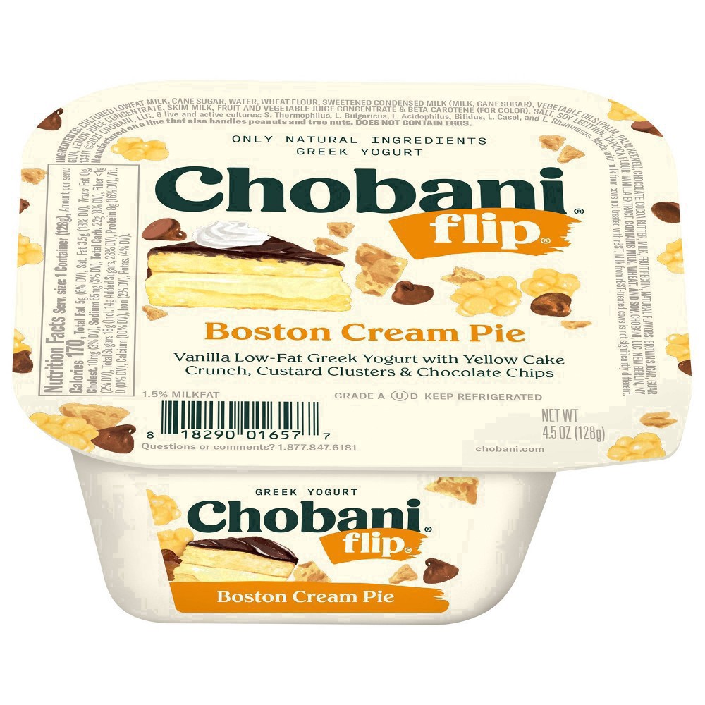 slide 21 of 49, Chobani Flip Low-Fat Greek Yogurt Boston Cream Pie 4.5oz, 4.5 oz