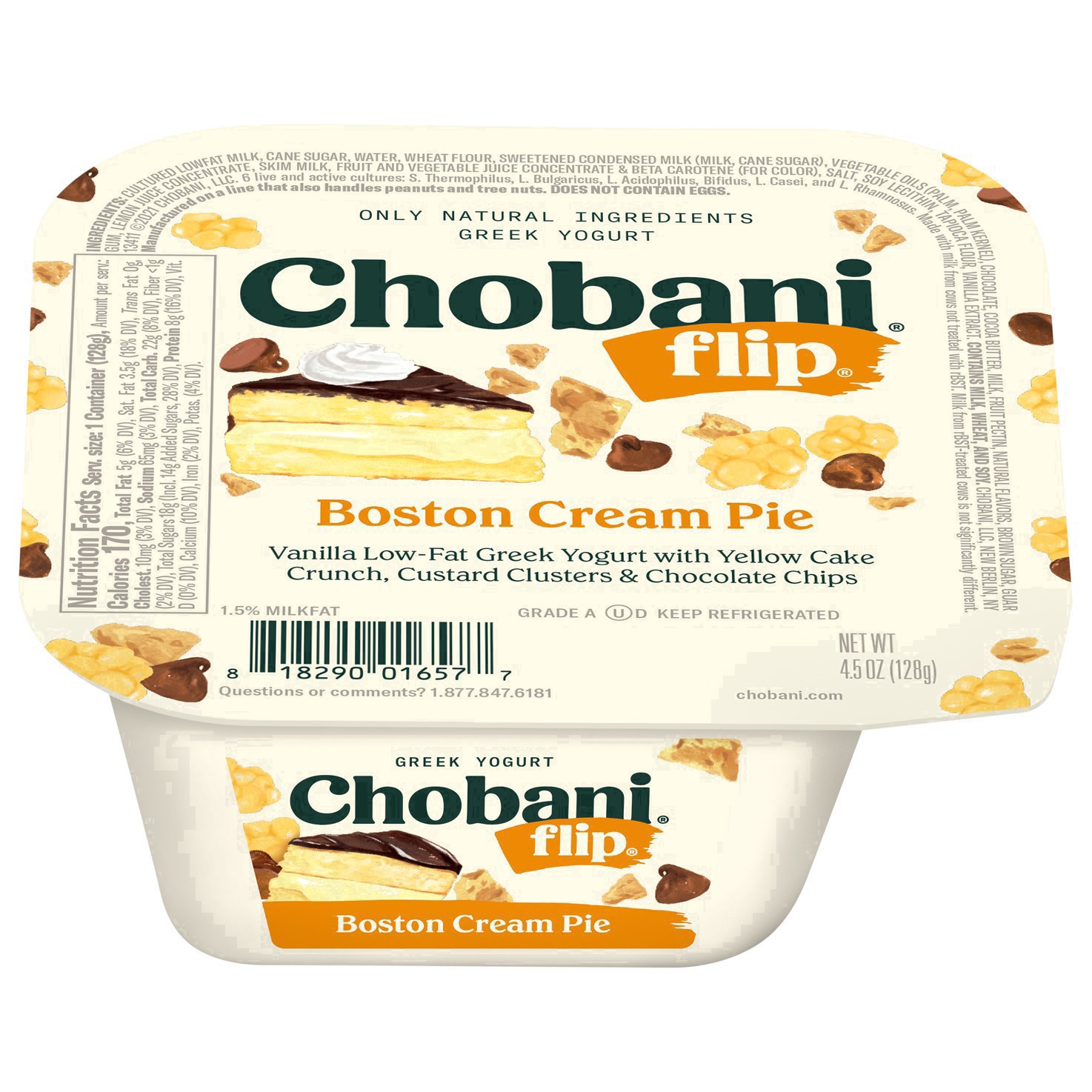 slide 6 of 49, Chobani Flip Low-Fat Greek Yogurt Boston Cream Pie 4.5oz, 4.5 oz