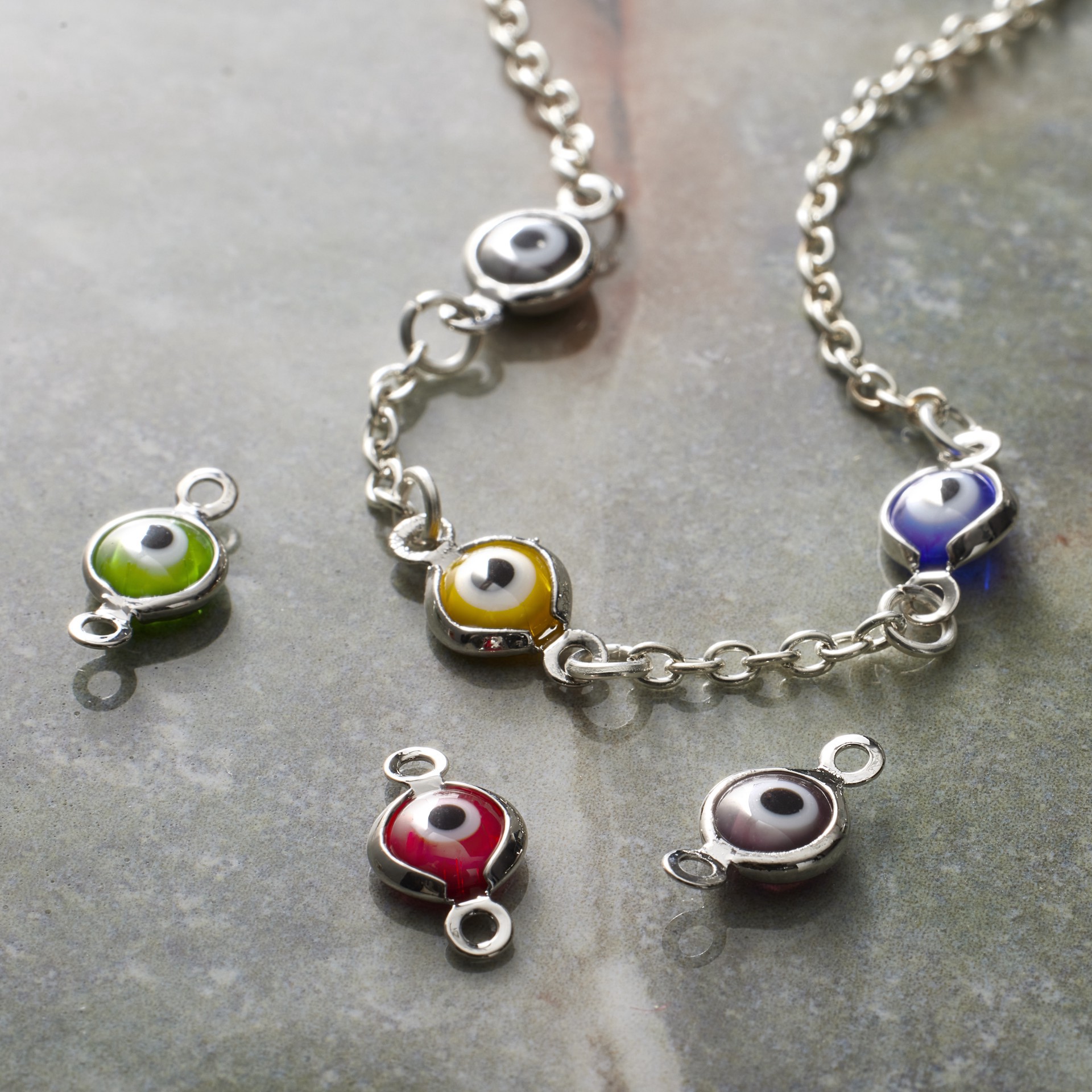 slide 2 of 3, 12mm Rhodium Eye Connectors, 6ct. By Bead Landing, 12mm