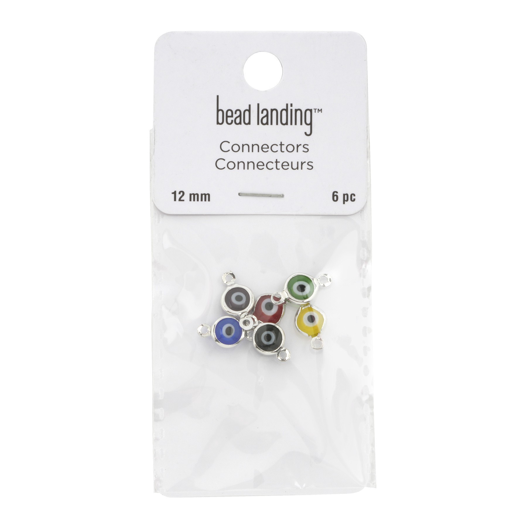 slide 3 of 3, 12mm Rhodium Eye Connectors, 6ct. By Bead Landing, 12mm
