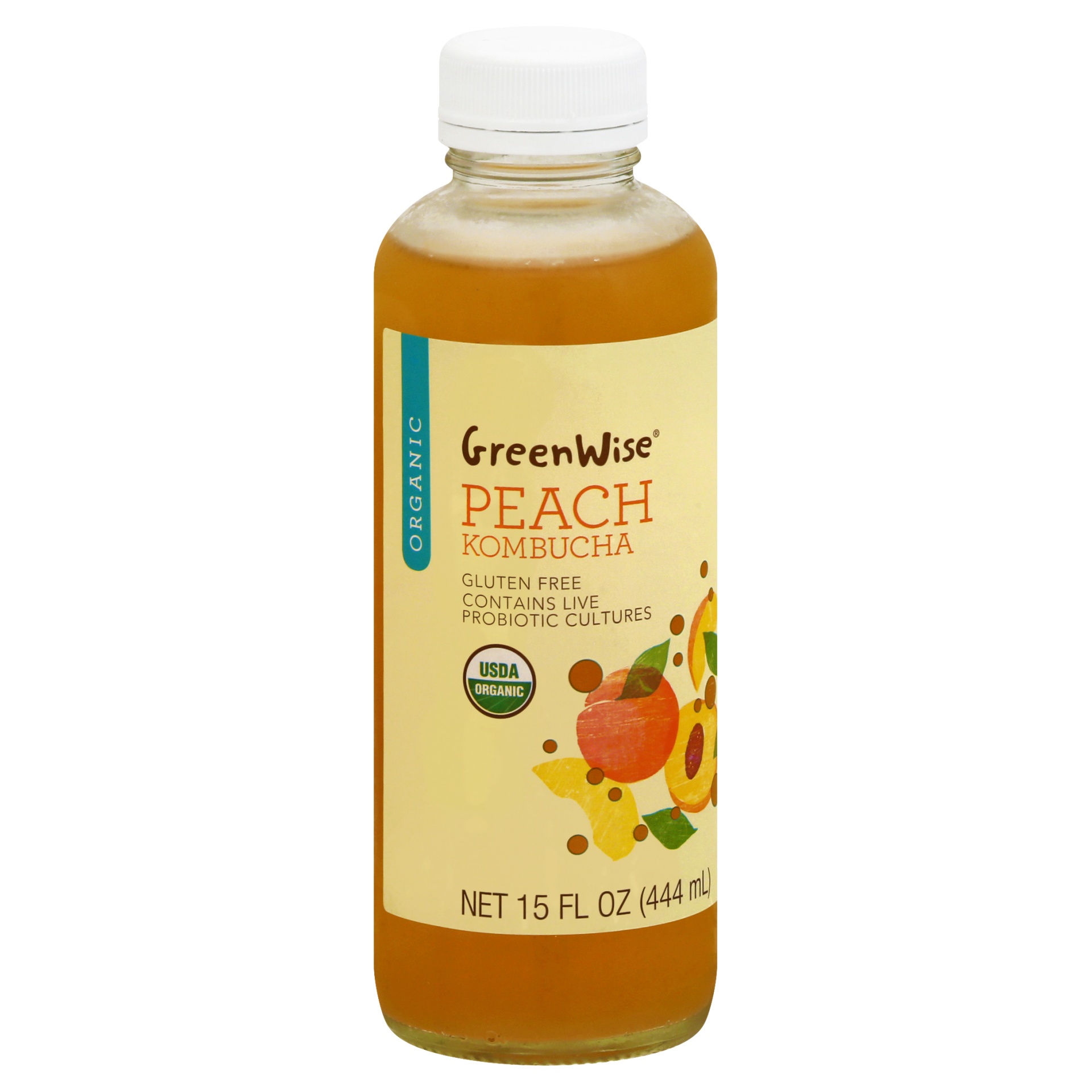 GreenWise Organic Kombucha, Peach, 15 fl oz.