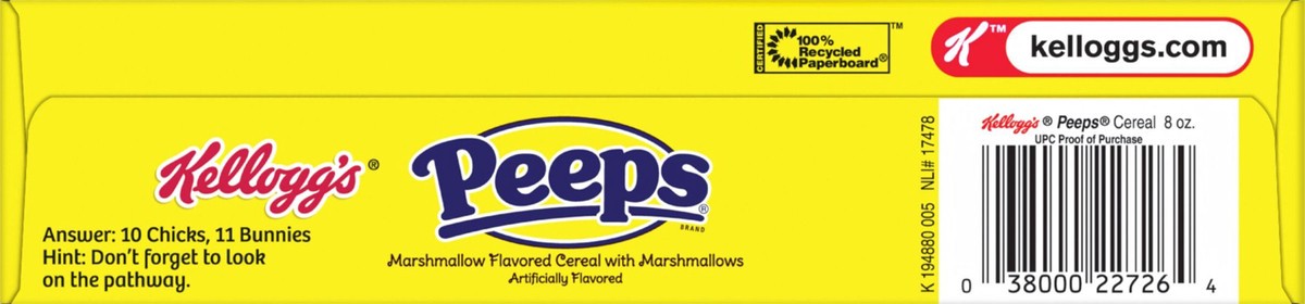 slide 7 of 9, Peeps Kellogg's Peeps Breakfast Cereal, 8 Vitamins and Minerals, Kids Easter Snacks, Original with Marshmallows, 8oz Box, 1 Box, 8 oz