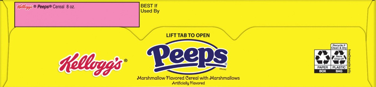 slide 2 of 9, Peeps Kellogg's Peeps Breakfast Cereal, 8 Vitamins and Minerals, Kids Easter Snacks, Original with Marshmallows, 8oz Box, 1 Box, 8 oz