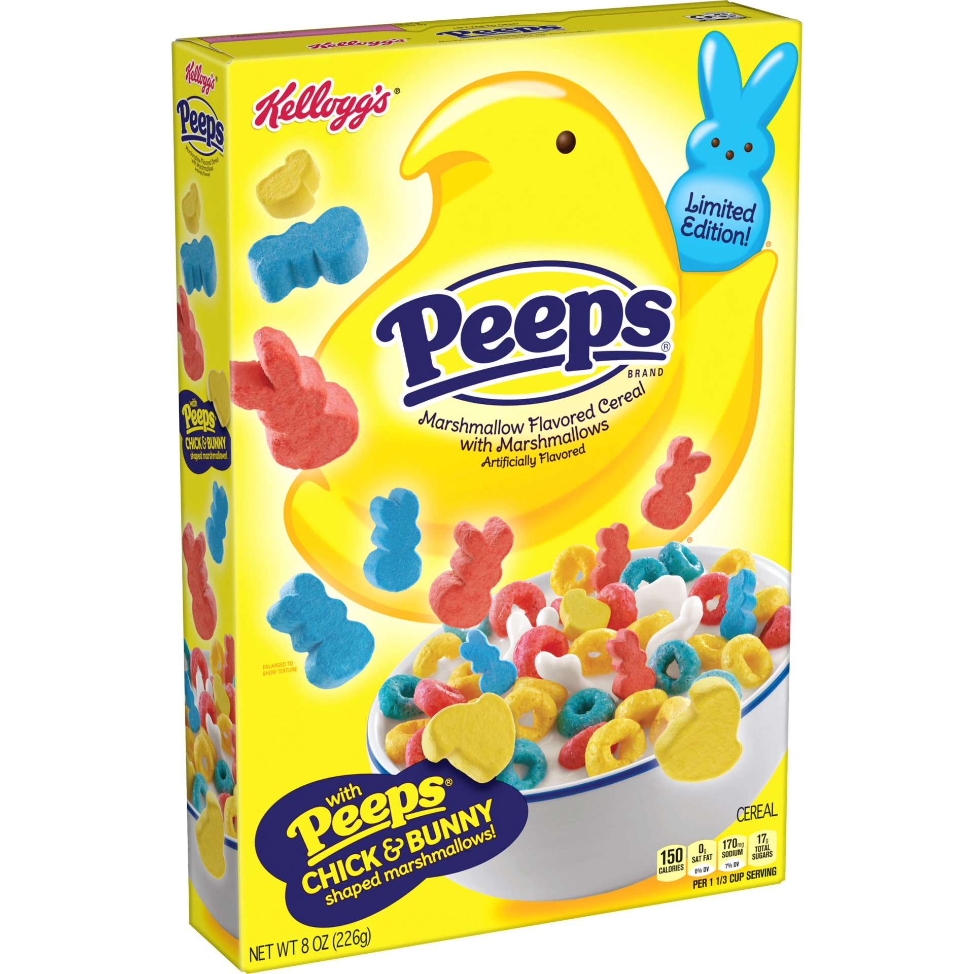 slide 1 of 9, Peeps Kellogg's Peeps Breakfast Cereal, 8 Vitamins and Minerals, Kids Easter Snacks, Original with Marshmallows, 8oz Box, 1 Box, 8 oz