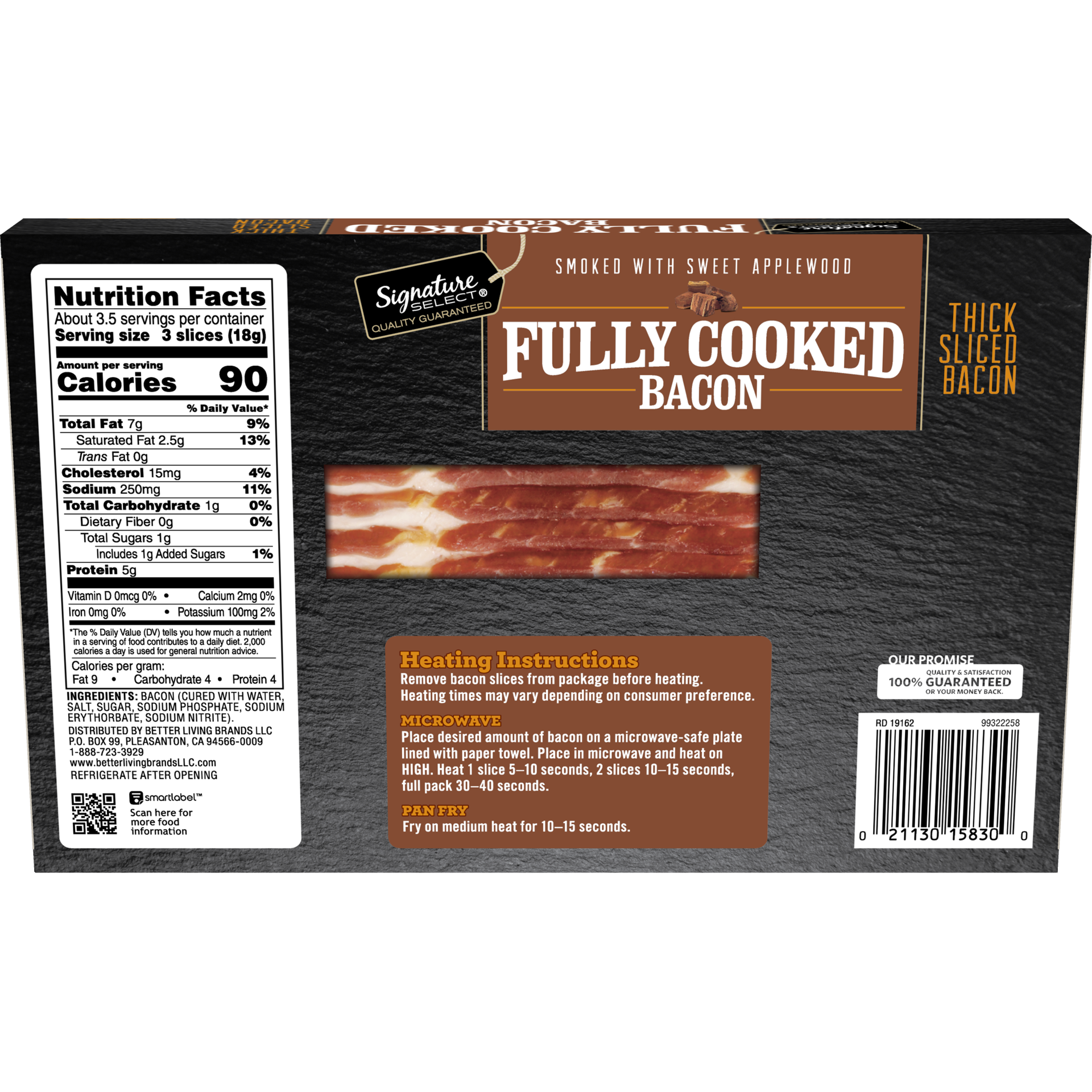 slide 5 of 5, Signature Kitchens Bacon, Fully Cooked, Thick Sliced, 