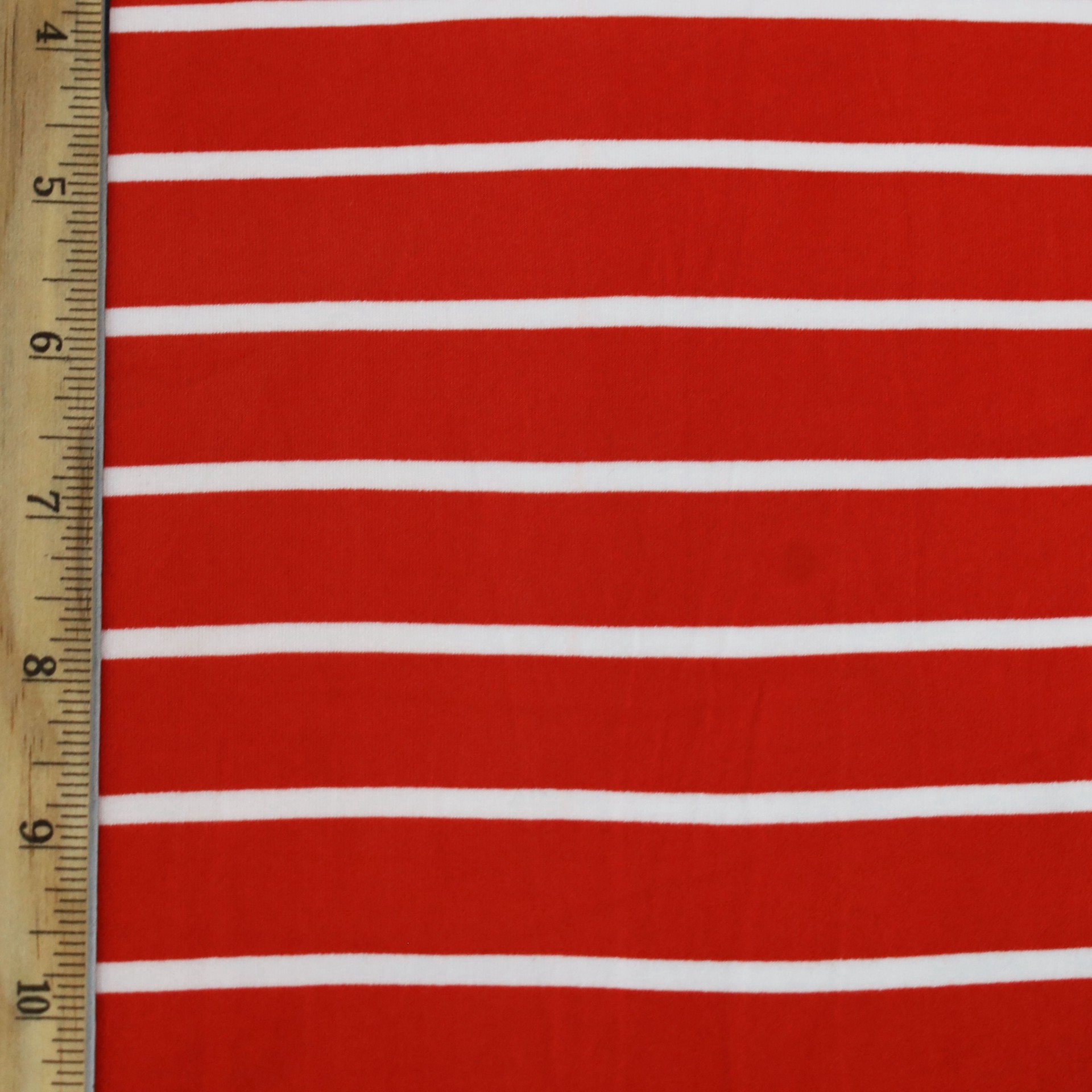 slide 2 of 3, Fabric Merchants White Stripes On Red Double Brushed 4-Way Stretch Fabric, 60 in