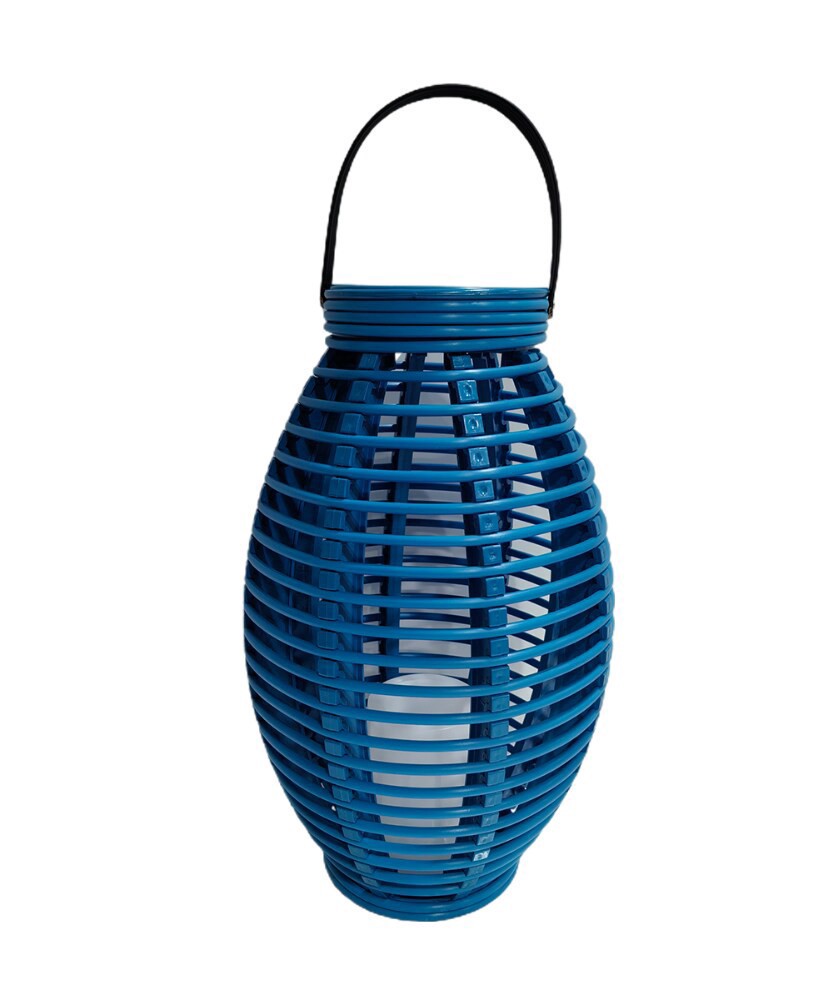 slide 1 of 3, EDL Solar Lantern - Aqua, 12.2 in