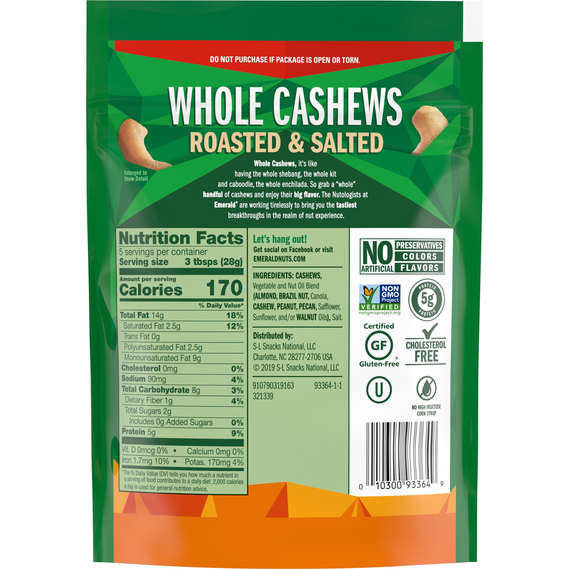 slide 5 of 5, Emerald Whole Cashews, 5 oz