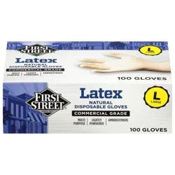 First Street Large Disposable Latex Gloves Pwdr