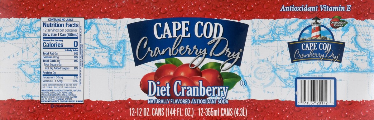 slide 12 of 13, Cape Cod Cranberry Dry Diet Cranberry Soda 12 ea, 12 ct