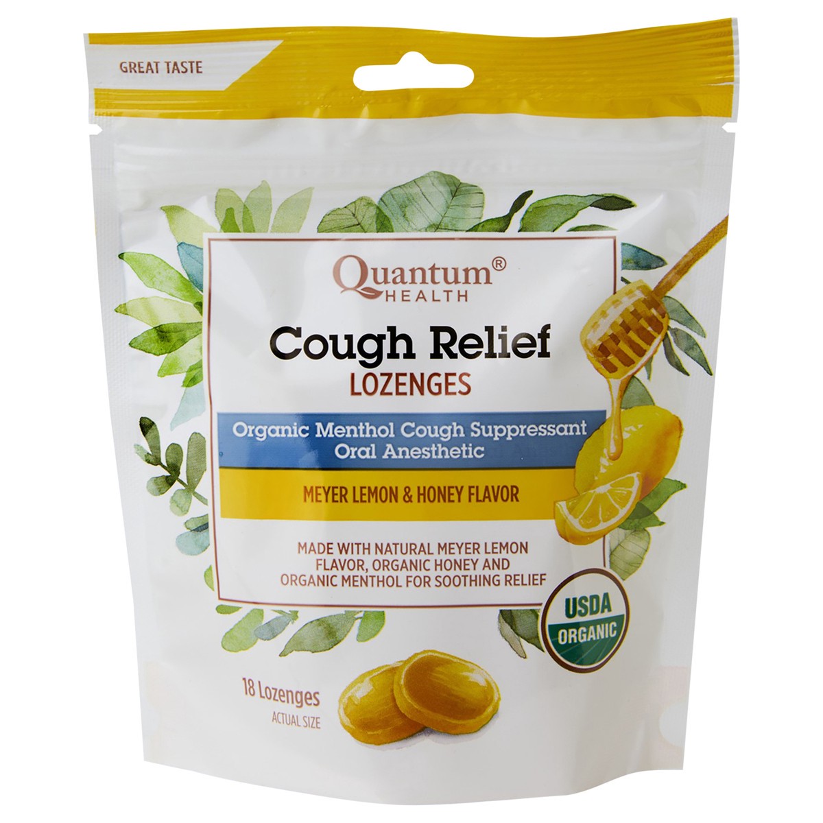 slide 1 of 7, Quantum Health Lozenges Meyer Lemon & Honey Flavor Cough Relief 18 Lozenges 18 ea, 18 ct