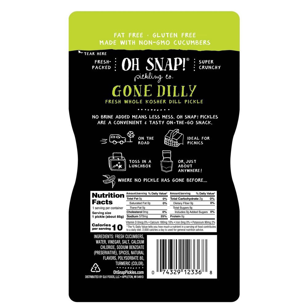 slide 5 of 7, Oh Snap! Pickling Co. Gone Dilly Whole Kosher Dill Pickle - 3 fl oz, 3.4 oz