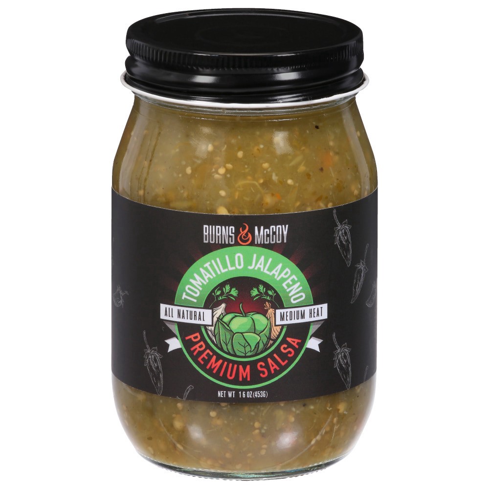 slide 2 of 3, Burns and McCoy Premium Medium Heat Tomatillo Jalapeno Salsa 16 oz, 