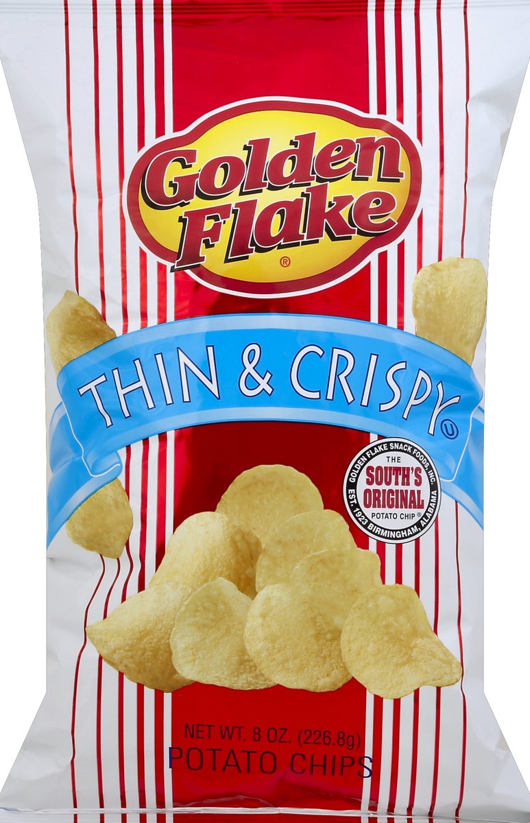 slide 4 of 5, Golden Flake Thin & Crispy Original Potato Chips 8 oz, 8 oz