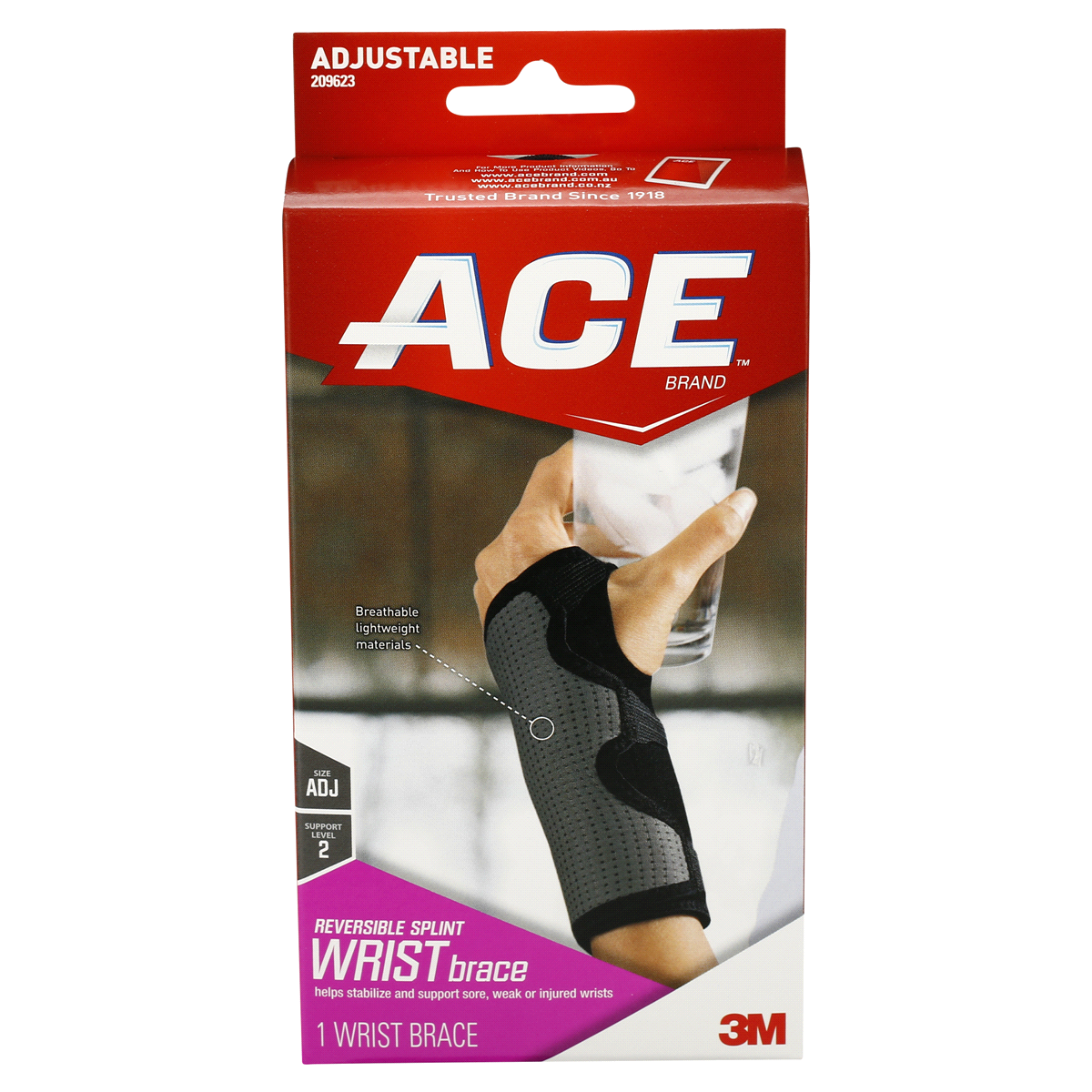 slide 1 of 1, ACE Brand Reversible Splint Wrist Brace, One Size