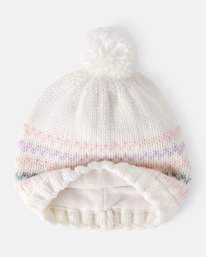 slide 2 of 2, Carter's Toddler Girl Winter Hat - White White 2T4T, 1 ct