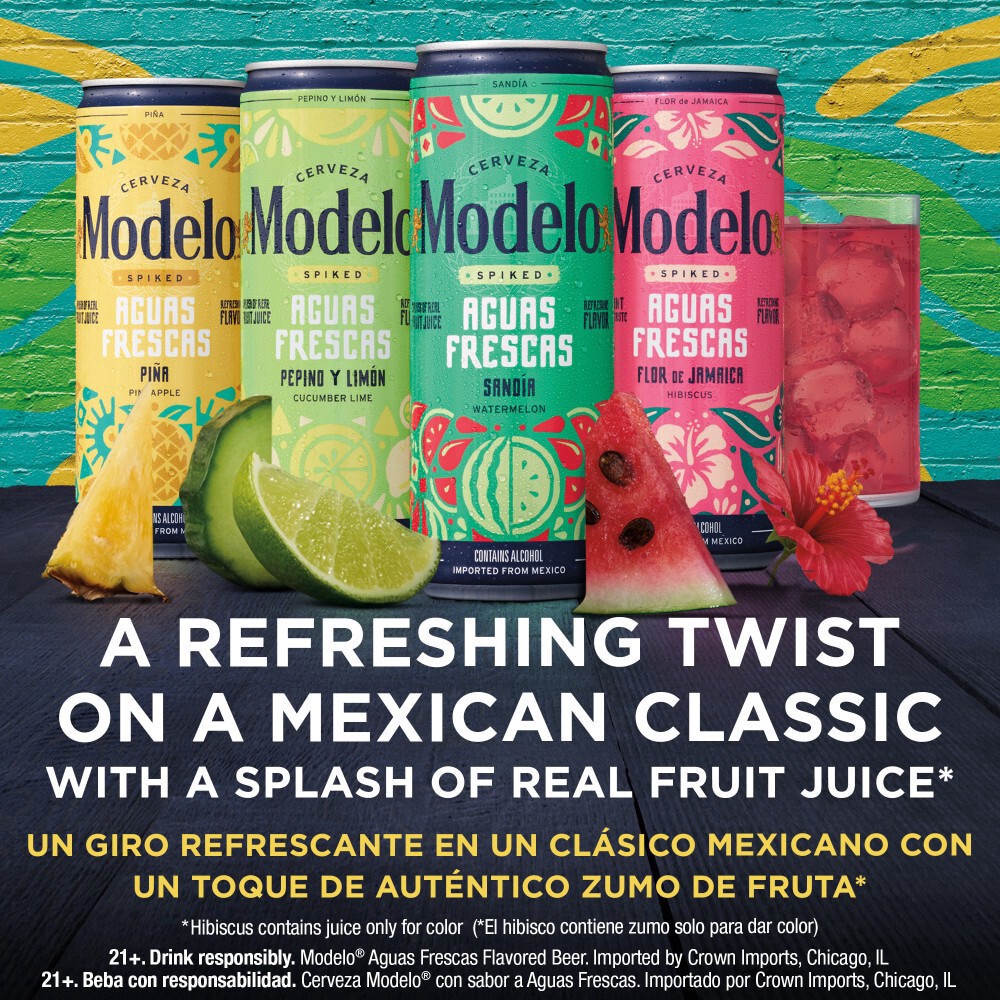 slide 3 of 6, Modelo Spiked Aguas Frescas Variety Pack Flavored Malt Beverage, 12 pk 12 fl oz Cans, 4.5% ABV, 144 fl oz