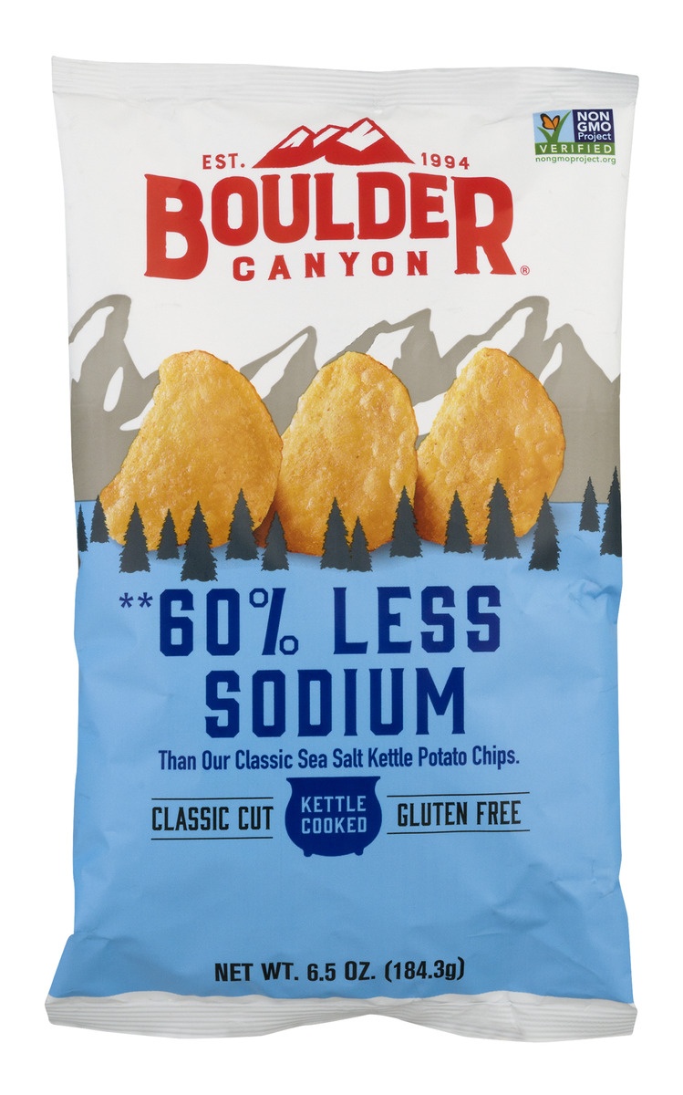 slide 1 of 1, Boulder Canyon Authentic Foods Potato Chips Kettle Cooked Less Sodium - 6.5 Oz, 6.5 oz