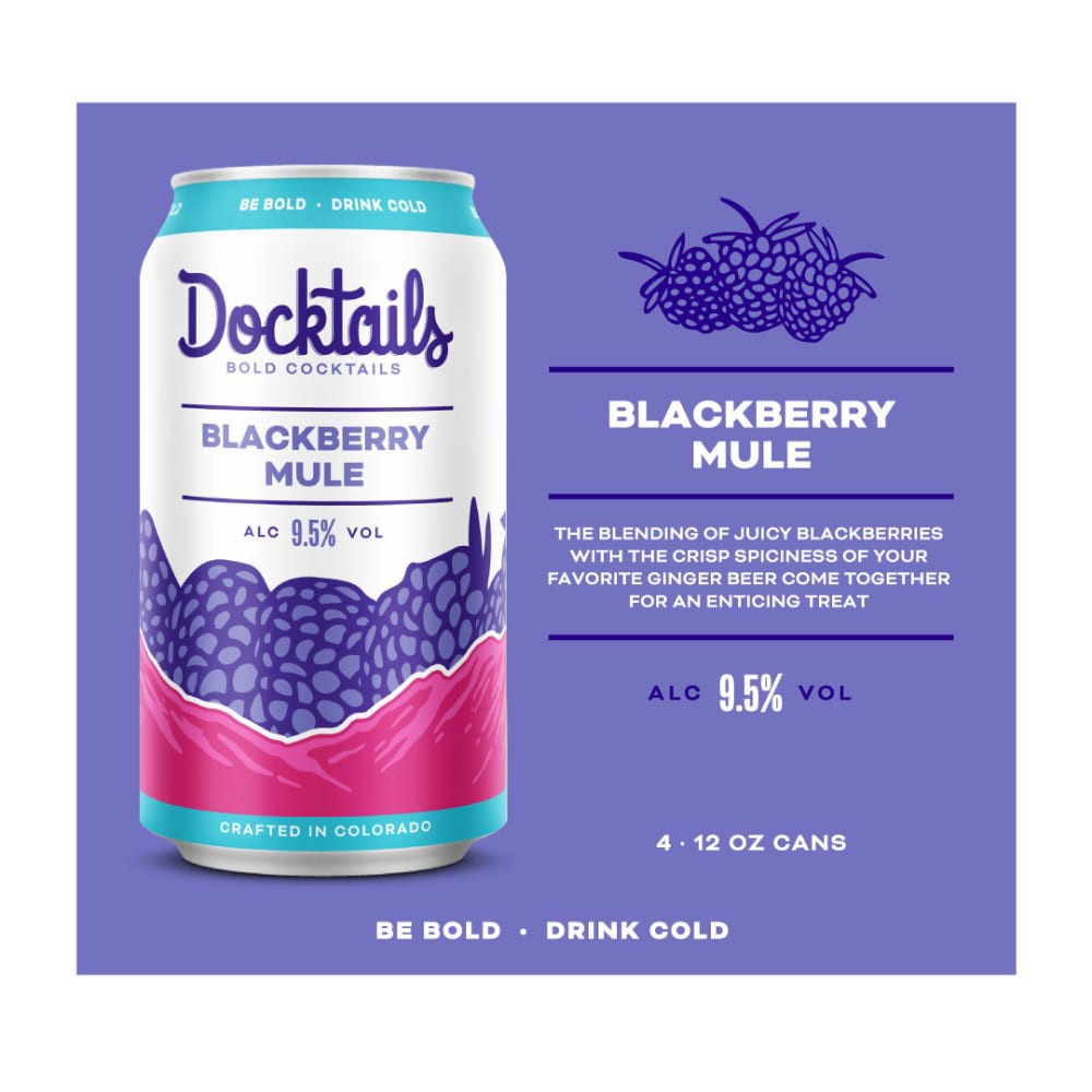 slide 3 of 4, Docktails Bold Blackberry Mule Cocktails 4 - 12 oz Cans, 4 ct; 12 fl oz