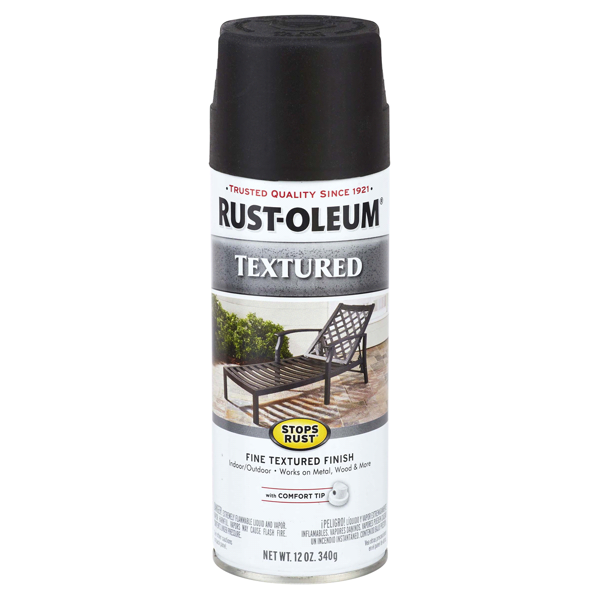 slide 1 of 1, Rust-Oleum Stops Rust Protective Textured Spray Paint - 7220830, Black, 12 oz