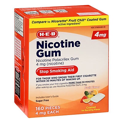 slide 1 of 1, H-E-B 4 mg Nicotine Gum, 160 ct