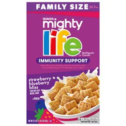 Quaker Mighty Life Multigrain Cereal Immunity Support Strawberry Blueberry Bliss 22.3 Oz Family Size