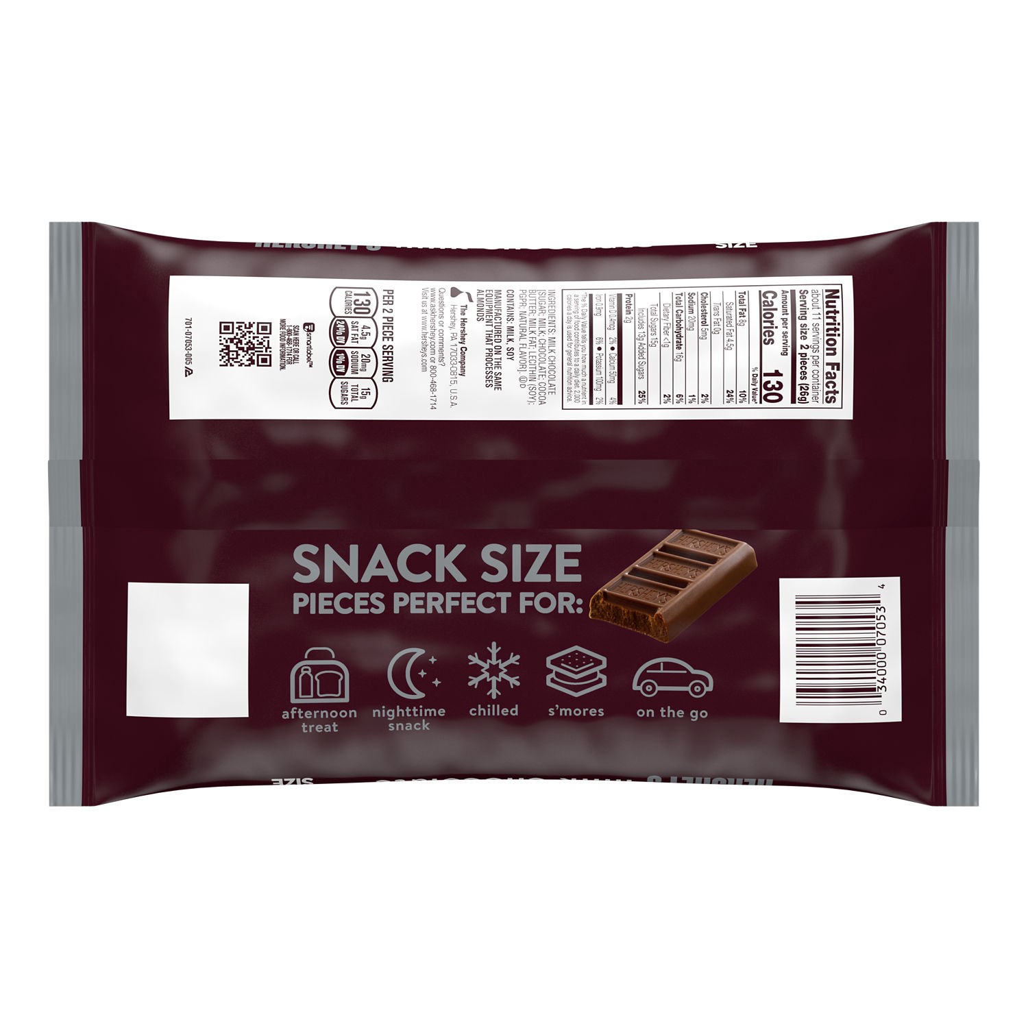 slide 7 of 9, Hershey's Milk Chocolate Snack Size, Candy Bag, 10.35 oz, 1 ct