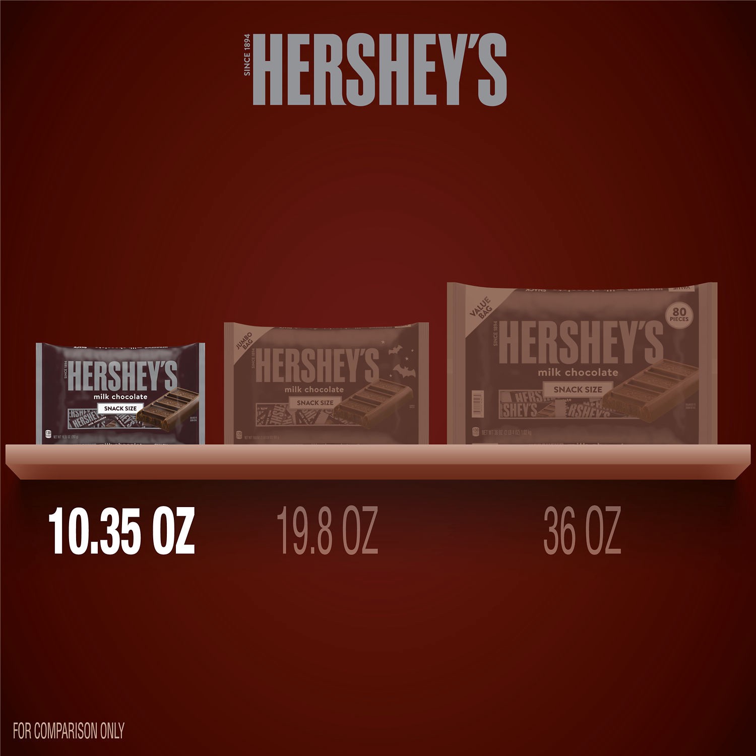 slide 5 of 9, Hershey's Milk Chocolate Snack Size, Candy Bag, 10.35 oz, 1 ct